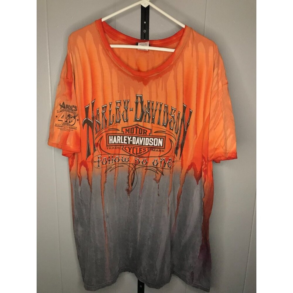 Harley-Davidson Orange and Gray Short Sleeve Tee